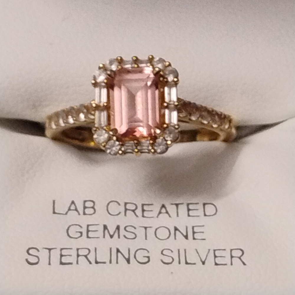 Elegant Pink Gemstone Sterling Silver Ring